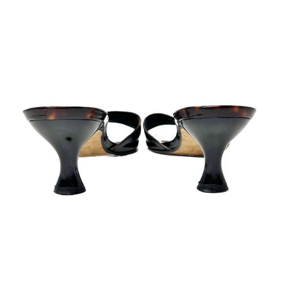 Vintage Stuart Weitzman Tortoise Patent Leather Kitten Heel Sandals Womens sz 6 - Picture 10 of 16